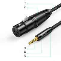 garso adapteriai 3,5 mm - UGREEN AV182 XLR to jack 3.5mm AUX 1m (black) - 3 nuotrauka