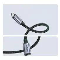 usb type c laidas 1.5m - Ugreen US372 USB-C į USB-C PD QC kabelis 100W 5A 10Gbps 0.5m Pilkas (Gray) - 2 nuotrauka