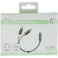 2 male to female 3.5mm - Adapteris DELTACO 3.5mm F - 2xRCA M, 0.1m, juodas lankstus / AUD-204 - 2 nuotrauka