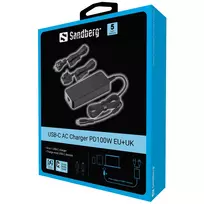 usb 100w laidas - Sandberg 135-82 USB-C AC Charger PD100W EU UK - 2 nuotrauka
