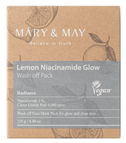 kosmetinis molis - Mary & May Lemon Niacinamide Glow Wash Off Pack nuplaunama spindesio suteikianti veido kaukė - 125 g. - 2 nuotrauka
