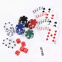 zaidimu zetonai - HOMCOM pokerio dėklo rinkinys 300 žetonų, 2 kortų pakuotės, 5 kauliukai, aliuminio dėklas - 3 nuotrauka