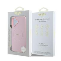 iphone 7 plus deklas - Guess iPhone 16 Plus Grained Gold Ring MagSafe dėklas Rožinis (Pink) - 2 nuotrauka