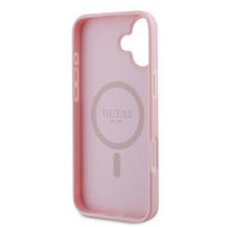 iphone 7 plus deklas - Guess iPhone 16 Plus Grained Gold Ring MagSafe dėklas Rožinis (Pink) - 3 nuotrauka