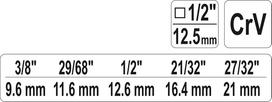 *8 2 - Yato Raktas pakopinis 1/2" (9,6-21 mm) CrV - 2 nuotrauka