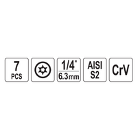 torx varztai - Yato YT-04581 Užlūžusių varžtų išsukėjų rinkinys 1/4" TORX 7vnt. - 2 nuotrauka