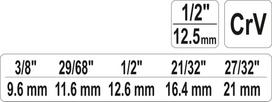 *8 2 - Yato YT-03317, pakopinis raktas 1/2" (3/8", 29/68", 1/2", 21/32", 27/32") - 2 nuotrauka