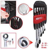 terkslinis raktas 19 mm - Kombinuotų terkšlinių raktų komplektas 5vnt. GEAR+, KS tools - 3 nuotrauka