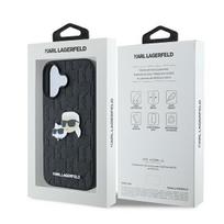 telefono deklas karl lagerfeld - Karl Lagerfeld "Monogram Karl and Chaoupette Head Pin iPhone 16" Black - 2 nuotrauka