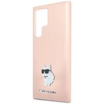 s23 ultra deklas - Karl Lagerfeld Silicone Choupette Metal Pin dėklas Samsung Galaxy S23 Ultra - Rožinis (Pink) - 4 nuotrauka