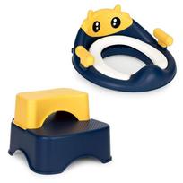 tualeto laiptelis - ECOTOYS vaikiška tualeto kėdutė su laipteliais ir platforma, mėlyna (Blue)/geltona (Yellow) - 1 nuotrauka