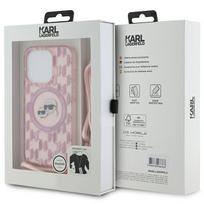 iphone 15 pro telefonai - Karl Lagerfeld "IML Crossbody Monogram Head MagSafe iPhone 15 Pro" Pink - 2 nuotrauka