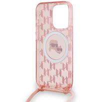 iphone 15 pro telefonai - Karl Lagerfeld "IML Crossbody Monogram Head MagSafe iPhone 15 Pro" Pink - 3 nuotrauka