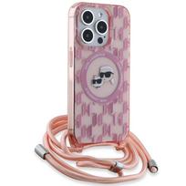 iphone 15 pro telefonai - Karl Lagerfeld "IML Crossbody Monogram Head MagSafe iPhone 15 Pro" Pink - 4 nuotrauka