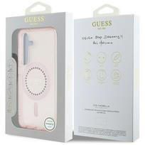 telefonai samsung rozinis - Guess "Rhinestones Printed Classic Logo MagSafe Case Galaxy S25" Pink - 2 nuotrauka