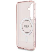 telefonai samsung rozinis - Guess "Rhinestones Printed Classic Logo MagSafe Case Galaxy S25" Pink - 3 nuotrauka