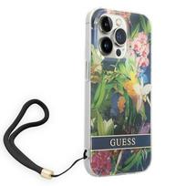senukai iphone - Guess iPhone 14 Pro Flower Strap Dėklas Mėlynas (Blue) - 5 nuotrauka