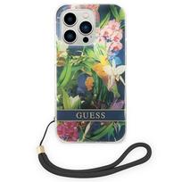 senukai iphone - Guess iPhone 14 Pro Flower Strap Dėklas Mėlynas (Blue) - 6 nuotrauka