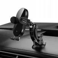 wireless telefono laikiklis - Usams CD131 car holder with wireless charger 15W/ 2A Black - 2 nuotrauka
