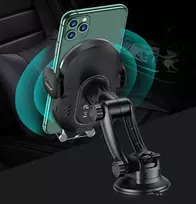 wireless telefono laikiklis - Usams CD131 car holder with wireless charger 15W/ 2A Black - 5 nuotrauka