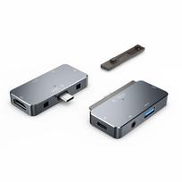 aux usb - Tech-Protect V6 4in1 HUB USB-C - USB-A 3.0 / USB-C PD100W / HDMI / mini lizdas 3.5 mm - Pilkas (Gray) - 2 nuotrauka