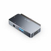 aux usb - Tech-Protect V6 4in1 HUB USB-C - USB-A 3.0 / USB-C PD100W / HDMI / mini lizdas 3.5 mm - Pilkas (Gray) - 3 nuotrauka