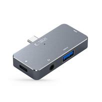 aux usb - Tech-Protect V6 4in1 HUB USB-C - USB-A 3.0 / USB-C PD100W / HDMI / mini lizdas 3.5 mm - Pilkas (Gray) - 4 nuotrauka