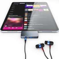 aux usb - Tech-Protect V6 4in1 HUB USB-C - USB-A 3.0 / USB-C PD100W / HDMI / mini lizdas 3.5 mm - Pilkas (Gray) - 5 nuotrauka