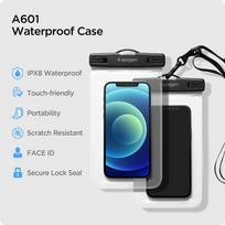 vandeniui atsparus deklas - Spigen "Shield A601 Universal Waterproof Case" Crystal Clear 2 pack - 2 nuotrauka