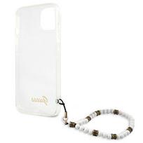 dekliukas iphone 13 mini - Guess "GUHCP13SKPSWH PC Script and White Pearls Case iPhone 13 Mini" - 3 nuotrauka