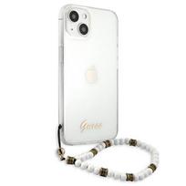 dekliukas iphone 13 mini - Guess "GUHCP13SKPSWH PC Script and White Pearls Case iPhone 13 Mini" - 5 nuotrauka