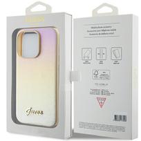 iphone 15 pro telefonai - GUESS GUHCP15XPSAIRD IPHONE 15 PRO MAX 6.7" ZLOTY/AUKSINIS KIETAS DĖKLAS SAFFIANO IRIDESCENT SCRIPT - 2 nuotrauka