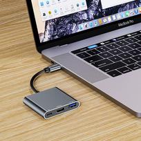 usb 100w laidas - Tech-Protect V1-HUB 3-in-1 USB-C į USB-A 3.0 / USB-C PD 100W / HDMI 4K 30Hz - Pilkas (Gray) - 3 nuotrauka