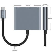 usb 100w laidas - Tech-Protect V1-HUB 3-in-1 USB-C į USB-A 3.0 / USB-C PD 100W / HDMI 4K 30Hz - Pilkas (Gray) - 4 nuotrauka