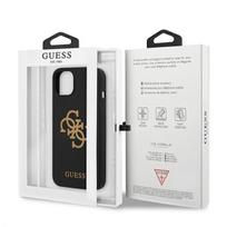 dekliukas iphone 13 mini - Guess "GUHCP13SLS4GGBK Silicone 4G Logo Case iPhone 13 Mini" Black - 2 nuotrauka