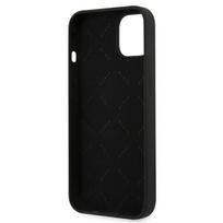 dekliukas iphone 13 mini - Guess "GUHCP13SLS4GGBK Silicone 4G Logo Case iPhone 13 Mini" Black - 3 nuotrauka