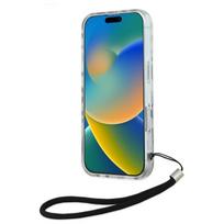 zebra telefonas - Karl Lagerfeld "IML Zebra Pattern and Cord iPhone 16" Black - 4 nuotrauka