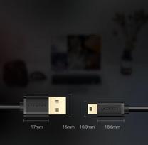 mini usb kabelis us132 - Ugreen USB to mini USB cable 480Mbps 3m Black - 4 nuotrauka