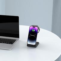 apple pakrovejas - Tech-Protect wireless charger A36 3in1 QI15W, black | 5906302372140 - 2 nuotrauka