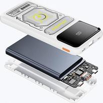 baterijos laidai - Awei P77K, 10000mAh, 22.5W, integruotas Lightning/USB-C laidas, juodas - 2 nuotrauka