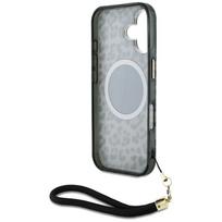 deklas su dirzeliu telefonams - Guess HC IML Leopard Triangle Cord Strap Case Apple iPhone 16 MagSafe Rudas (Brown) - 3 nuotrauka