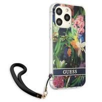 iphone 13 telefono deklas guess - Apple iPhone 13 Pro Guess dėklas Flower Strap (GUHCP13LHFLSB) mėlynos spalvos - 6 nuotrauka