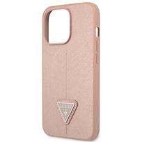 telefono deklas iphone 14 pro max - Guess iPhone 14 Pro Max Saffiano Triangle Logo dėklas - Rožinis (Pink) - 4 nuotrauka