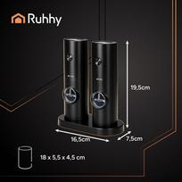 virtuves irankiu rinkinys - Ruhhy 25558 elektrinis pipirų ir druskos malūnėlis - 2 vnt. Juodas (Black) - 9 nuotrauka