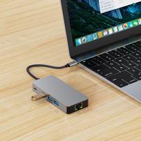 sd usb c adapteris - Tech-Protect HB05 HUB 9in1 USB-C + USB 2.0 + USB 3.0 + HDMI 4K 60Hz + SD/TF + PD 100W + RJ45 adapteris Pilkas (Gray) - 3 nuotrauka