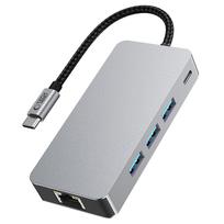 sd usb c adapteris - Tech-Protect HB05 HUB 9in1 USB-C + USB 2.0 + USB 3.0 + HDMI 4K 60Hz + SD/TF + PD 100W + RJ45 adapteris Pilkas (Gray) - 5 nuotrauka