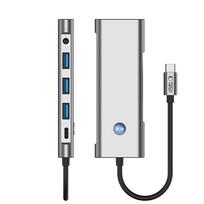 sd usb c adapteris - Tech-Protect HB04 HUB Adapteris 9in1 USB-C + USB2.0 + USB3.0 + HDMI 4K 60Hz + SD / TF + PD100W + AV3.5 - Pilkas (Gray) - 4 nuotrauka