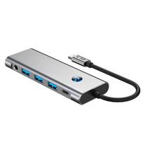 sd usb c adapteris - Tech-Protect HB04 HUB Adapteris 9in1 USB-C + USB2.0 + USB3.0 + HDMI 4K 60Hz + SD / TF + PD100W + AV3.5 - Pilkas (Gray) - 7 nuotrauka