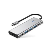 sd usb c adapteris - Tech-Protect HB04 HUB Adapteris 9in1 USB-C + USB2.0 + USB3.0 + HDMI 4K 60Hz + SD / TF + PD100W + AV3.5 - Pilkas (Gray) - 8 nuotrauka