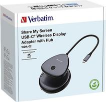 wda - Belaidis USB-C adapteris su WDA02 Share My Screen 4K hub 32147, juoda, ilgis kabelis 15cm, Verbatim - 3 nuotrauka